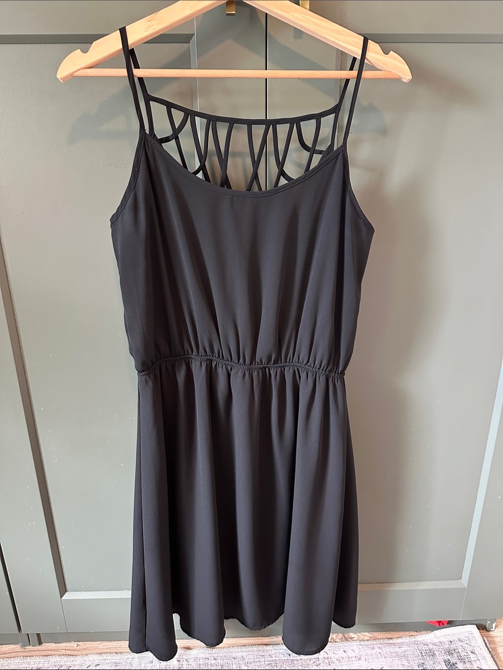 Studio Y Black Midi Dress with Lattice Back